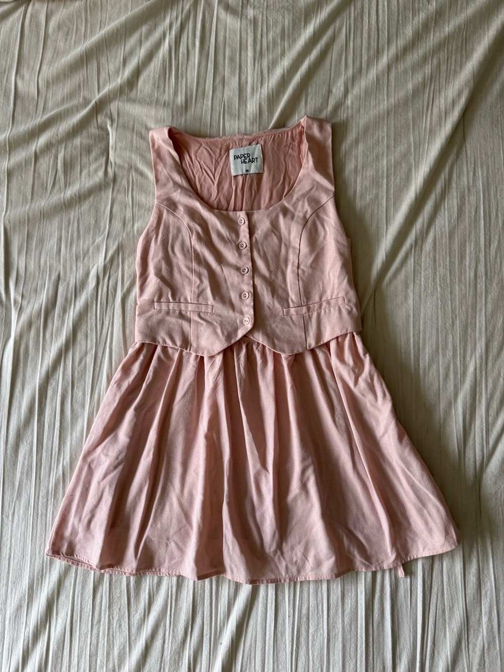 Paper Heart Blush Pink Sleeveless Button-Front Mini Dress